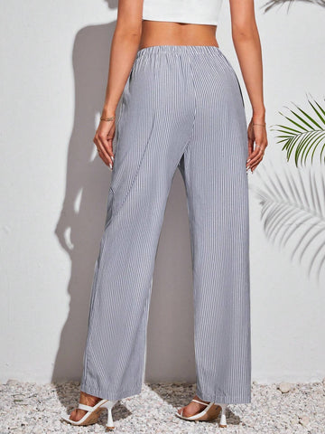 Tall Women's Grey Striped Woven Trousers