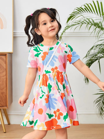 Toddler Girls Floral Print Smock Dress