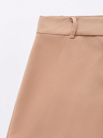 VCAY Casual Solid-Colored Front Buttoned Skirt For Spring/Summer