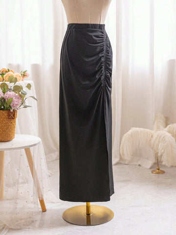 WYWH High Slit Pleated Vacation Wrap Skirt With Side Split