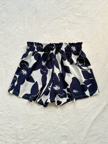 WYWH Women Loose Low-Waist Shorts With Dual-Color Print