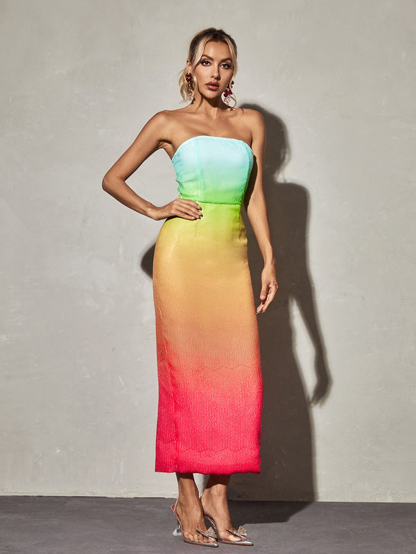 Yaen Strapless Sequin Maxi Dress