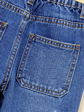 Toddler Girls" Casual Fashion Straight-Leg Denim Work Pants With Multi-Pockets