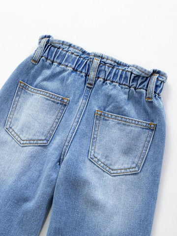 Toddler Girls" Fashionable Casual Wide-Leg Jeans