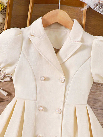 Wedding Diary Young Girls' Elegant Bubble Sleeve Shirt Dress, Spring/Summer Collection