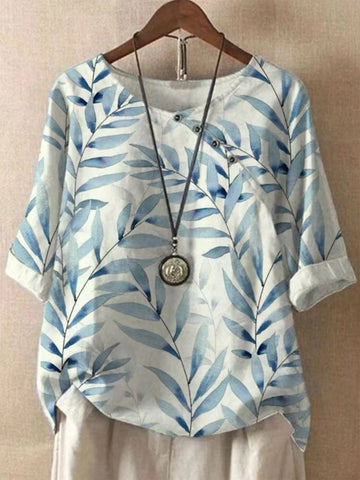 Women\ Fashionable Loose Fit Casual Summer Floral Shirt