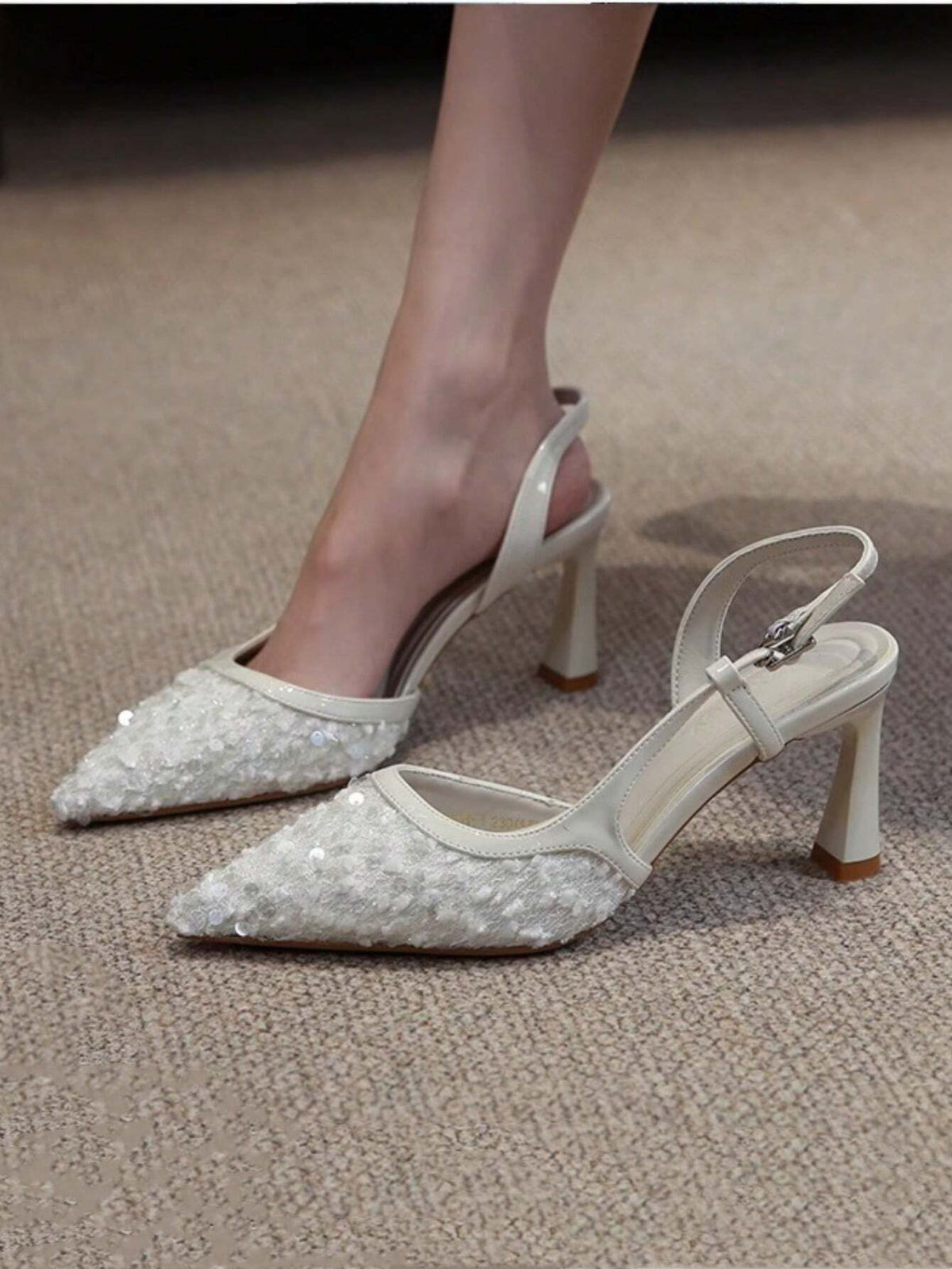 Women Pointed Toe Stiletto Glitter Single Shoes With Elegant Style