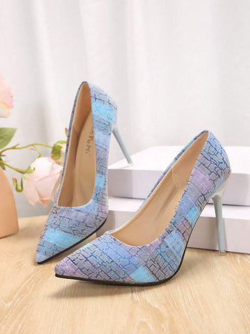 Women's Elegant Printed Stiletto Pointed Toe Party Dress High Heels Fashion Outdoor Anti-Skid High Heel Shoes