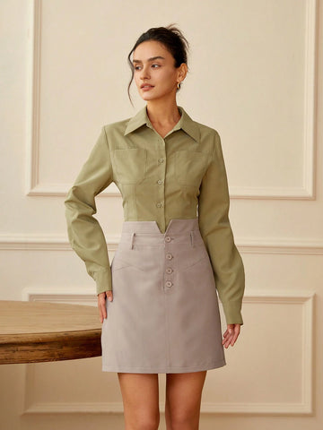 Women's Fashionable And Elegant High-Waisted Short Skirt For Summer Office Work