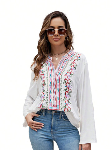 Women's Floral Embroidered Shirt