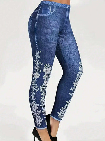 Women's Floral Printed Skinny Jeans