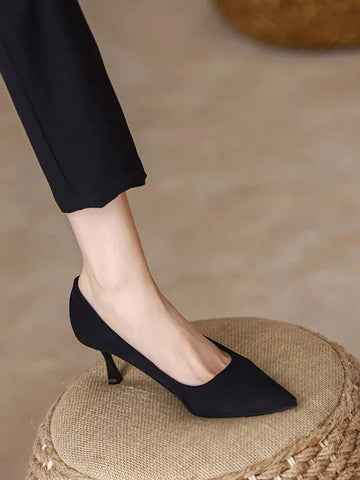 Women's Pointed Toe High Heel Shoes, Korean Style Ol Work Suede Stilettos