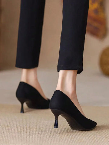 Women's Pointed Toe High Heel Shoes, Korean Style Ol Work Suede Stilettos