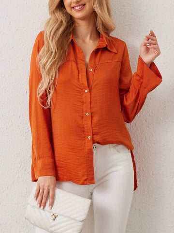 Women's Solid Color Simple Long Sleeve Shirt