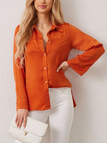 Women's Solid Color Simple Long Sleeve Shirt
