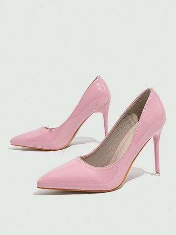Women's Stiletto Pointed Toe Slip-On Pink Valentine's Day Party Sexy Work Shoes, Spring Autumn Pumps