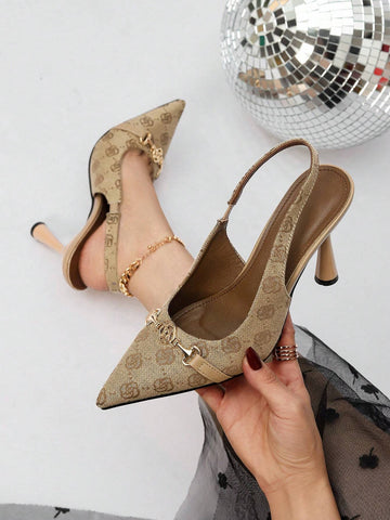 Women's Vintage-Style Embroidery Decorated High-Heeled Pointed-Toe Single Shoes With Ankle Strap