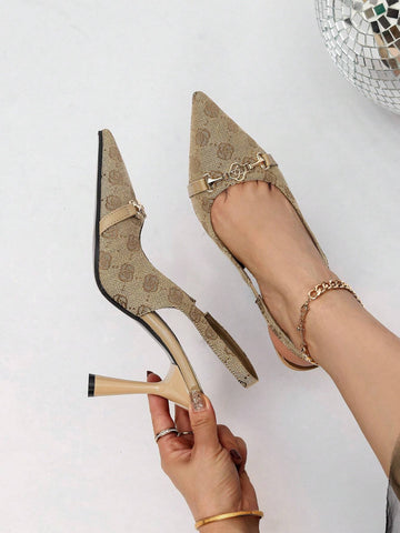 Women's Vintage-Style Embroidery Decorated High-Heeled Pointed-Toe Single Shoes With Ankle Strap