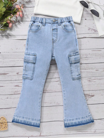 Young Girl Casual Daily Comfortable Workwear Flared Jeans