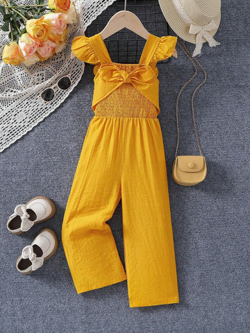 Young Girl Spring Summer Holiday Casual Jumpsuit With Stripe Top And Solid Color Pants For Picnic And Stroll
