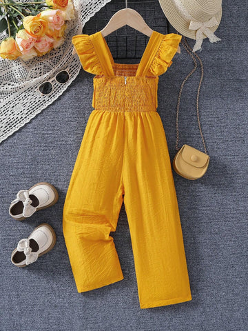 Young Girl Spring Summer Holiday Casual Jumpsuit With Stripe Top And Solid Color Pants For Picnic And Stroll