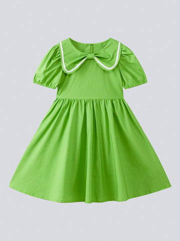 Young Girls' Bowknot Princess Dress Summer 2024 New Children's Summer Fashionable Pure Cotton Skirt