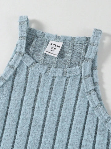 Young Girls" Knitted Tank Dress With Fleece And Elasticity For A Cozy And Relaxed Vacation Or Leisure Time During The Transition From Summer To Fall