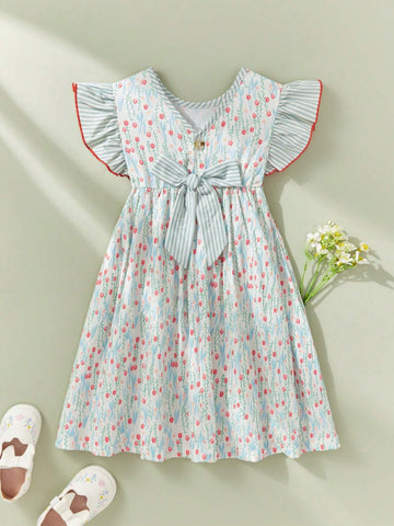 Young Girls' Ladylike Floral Dress
