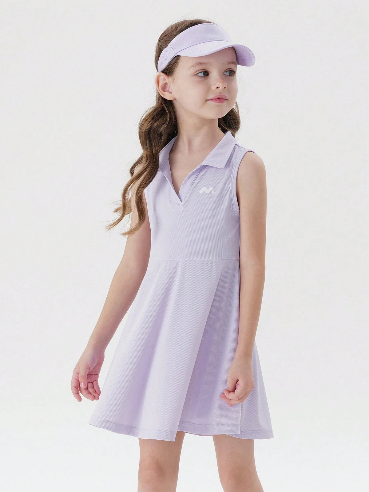 Young Girls' Light & Sporty Sleeveless A-Line Polo Dress With Cool Feeling Fabric For Summer