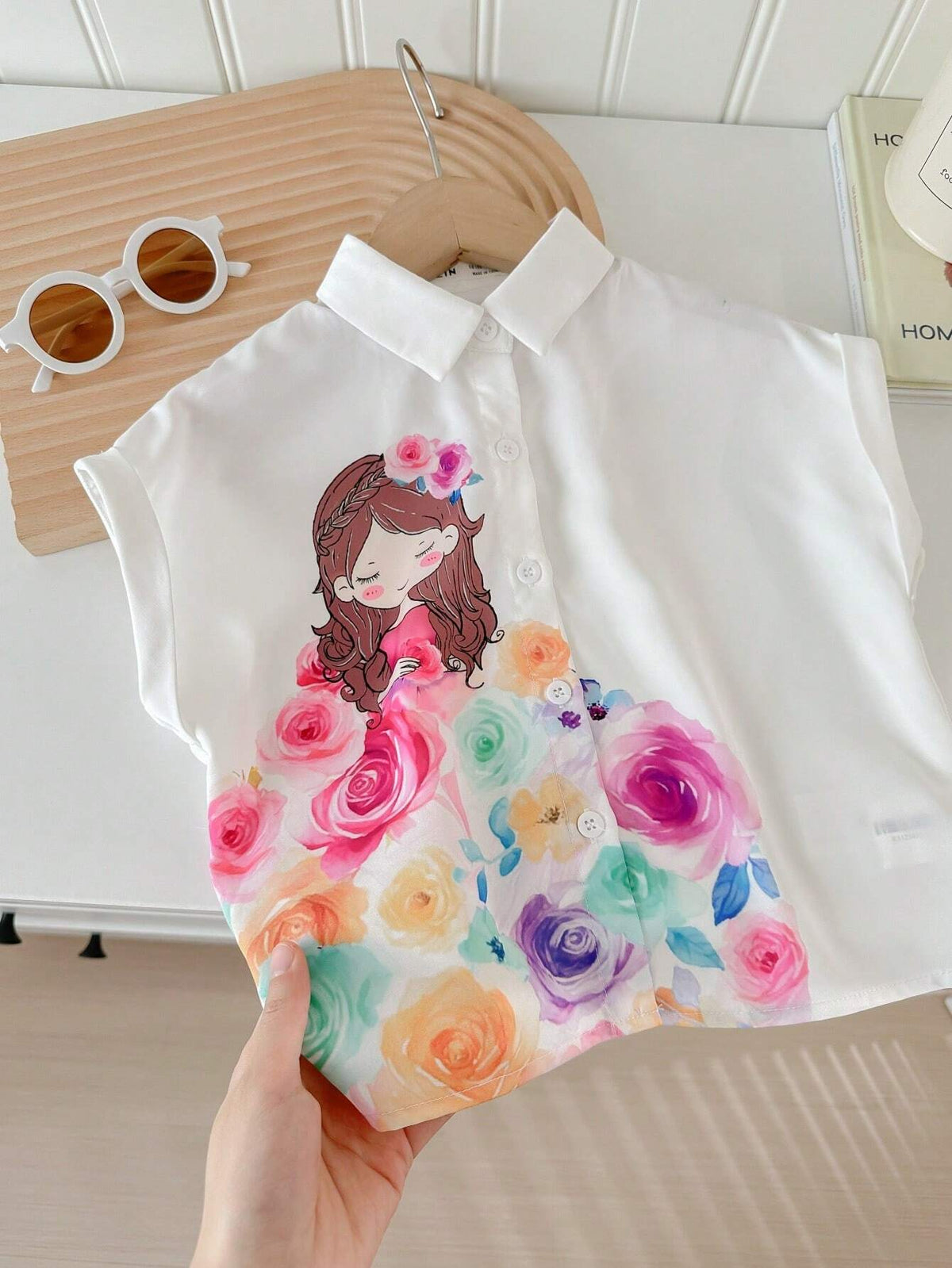 Young Girls' Loose Short Sleeve Shirt Top For Sporty Street Style, Spring & Summer