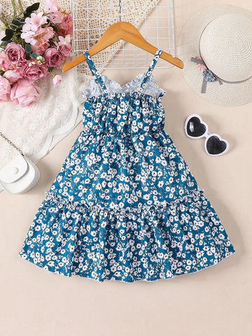 Young Girls' Summer Casual Floral Print Tank Dress