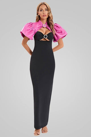 Kennedy Pink Ring Cutout Ruffle Maxi Dress