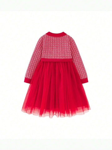 mini bala Mini Bala Girls Dress Sweet And Fashionable Mesh Splicing Children's Princess Dress