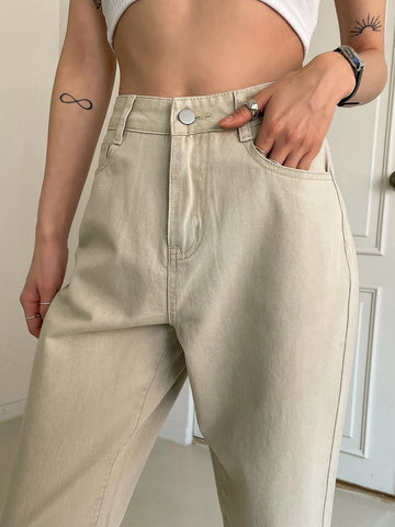 DAZY High Waisted Slant Pockets Cropped Tapered Jeans