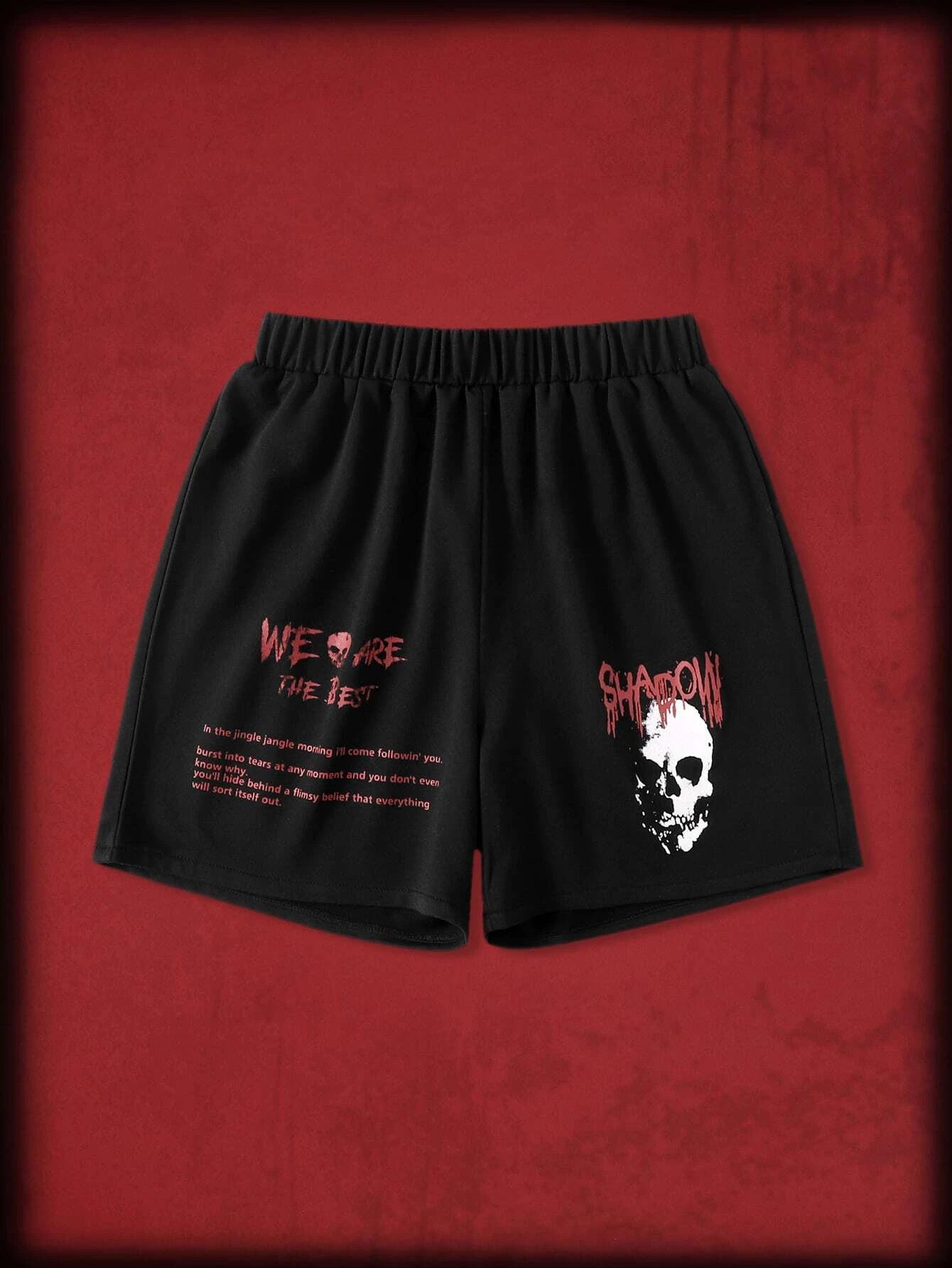 ROMWE Grunge Punk Skull Graphic Sweatpants