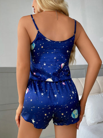 Galaxy Print Cami Top & Shorts PJ Set