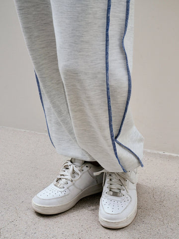 Dazy-Less Contrast Stitch Elastic Waist Pants