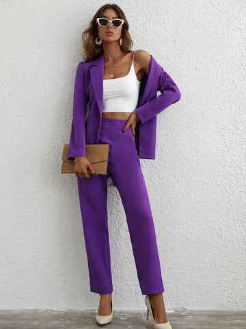 Single Button Belted Blazer & Tailored Pants