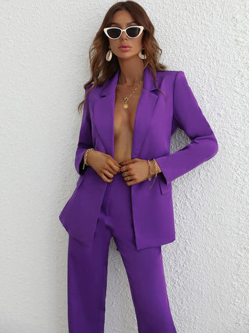 Single Button Belted Blazer & Tailored Pants