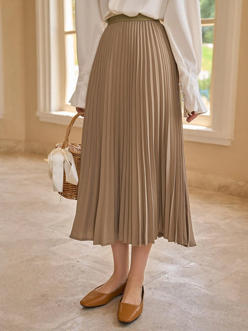 DAZY High Waist Solid Pleated Skirt