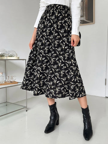 DAZY Ditsy Floral Print High Waist Skirt