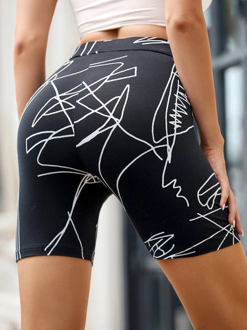 Graphic Print Biker Shorts