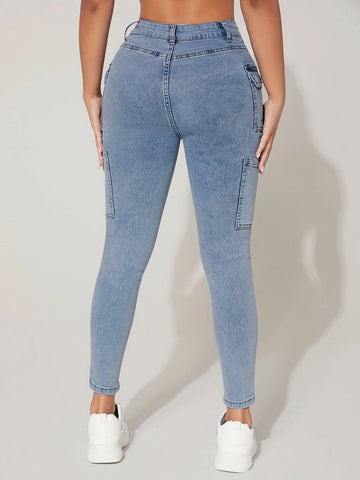 PETITE Flap Pocket Side Skinny Jeans