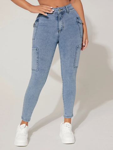 PETITE Flap Pocket Side Skinny Jeans