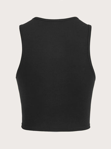 Patched Hands Pattern Crop Tank Top
