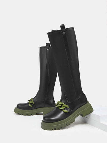 CUCCOO Trending Studded Decor Combat Boots
