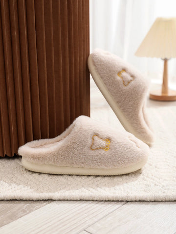 Cartoon Embroidered Fluffy Bedroom Slippers
