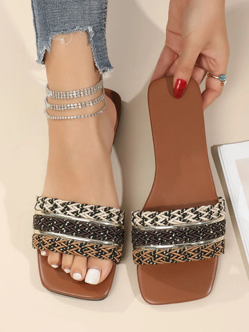 Braided Design Slide Sandals
