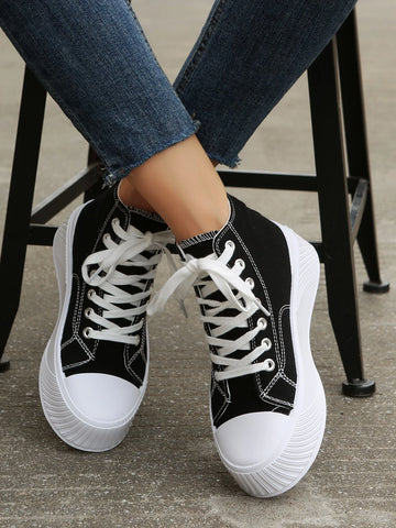 Lace-up Front High Top Canvas Shoes