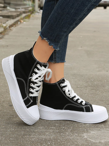 Lace-up Front High Top Canvas Shoes